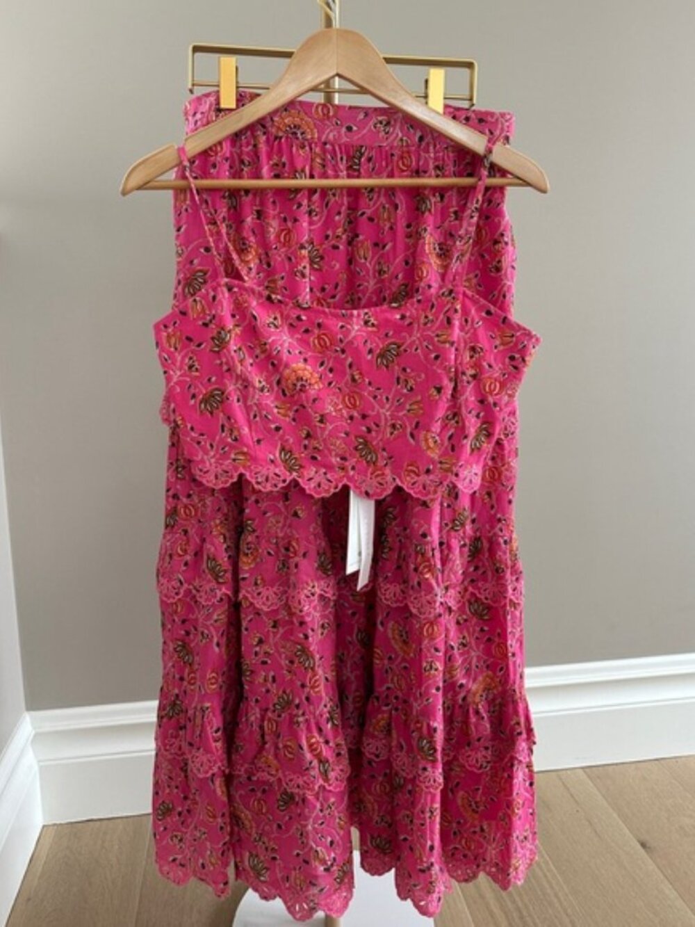 Caroline Constas Pink Floral 2-Piece Crop Top Maxi Skirt Set BNWT Medium
